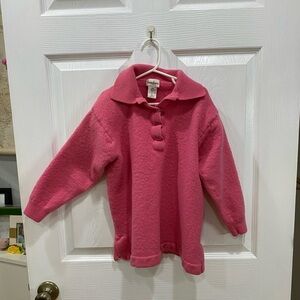 Vintage Neiman Marcus 100% Merino Wool kids sweater pink collared pullover